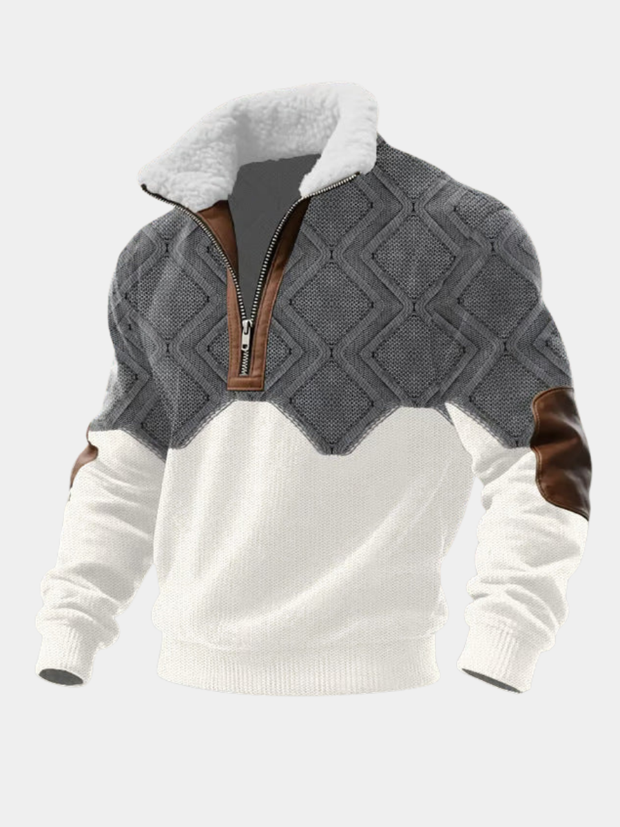 Pull homme en polaire à col haut doublé – Silvoro – vue 1
