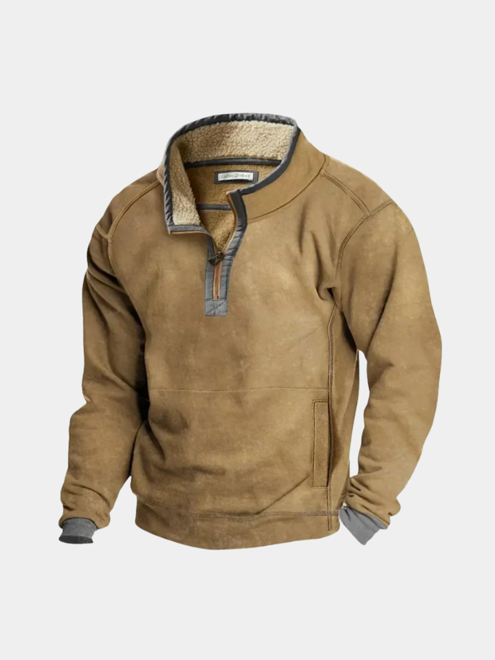 Pull homme classique chaud doublé polaire à demi-zip – Anton – vue 1