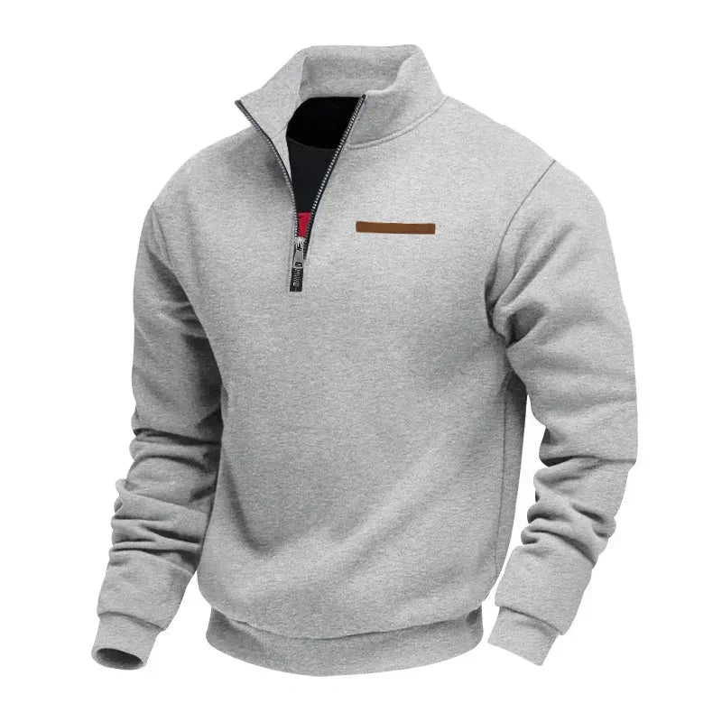 Pull homme d'hiver classique doublé polaire – Gustave – Gris