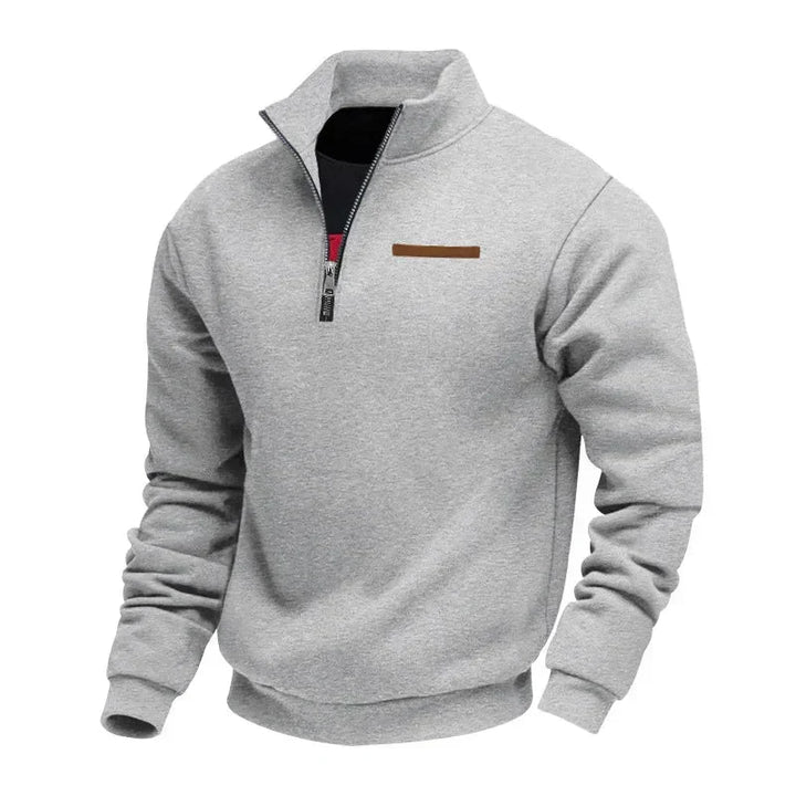 Pull homme d'hiver classique doublé polaire – Gustave – Gris