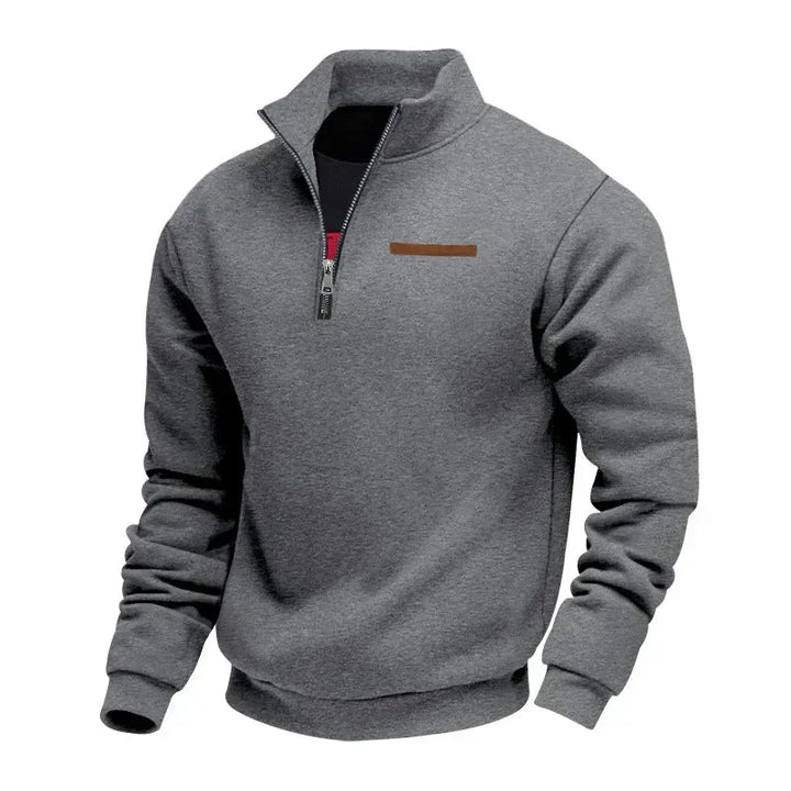 Pull homme d'hiver classique doublé polaire – Gustave – Gris foncé