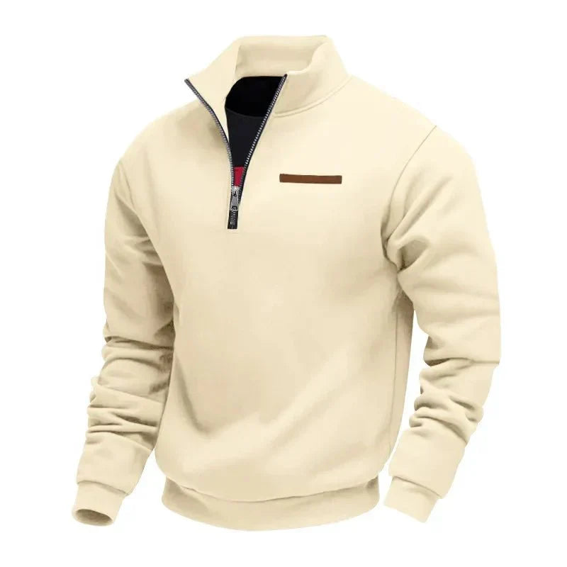 Pull homme d'hiver classique doublé polaire – Gustave – Beige