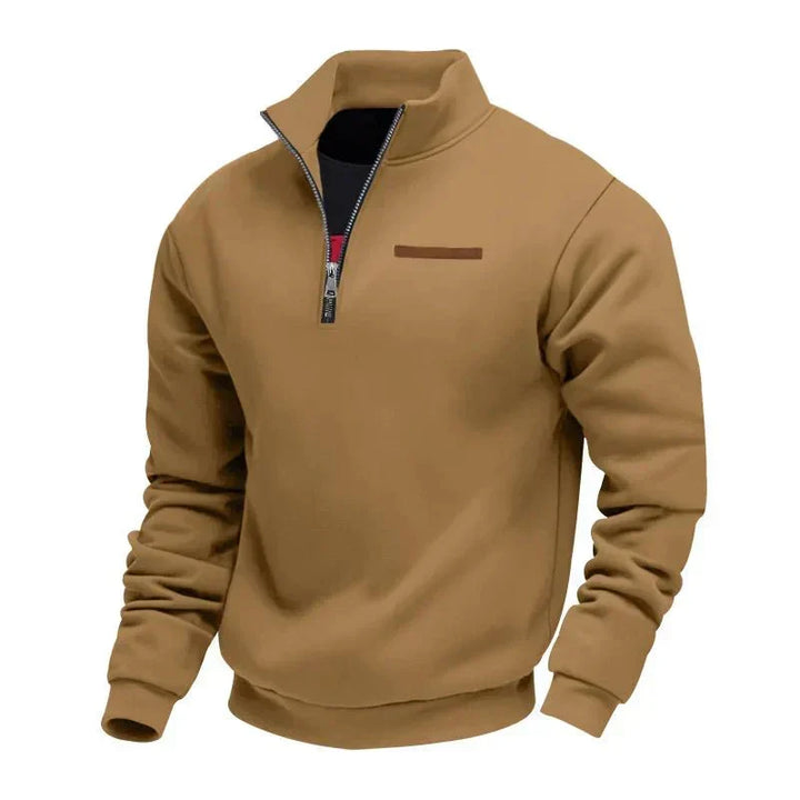 Pull homme d'hiver classique doublé polaire – Gustave – Marron