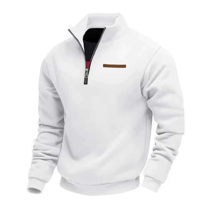 Pull homme d'hiver classique doublé polaire – Gustave – Blanc