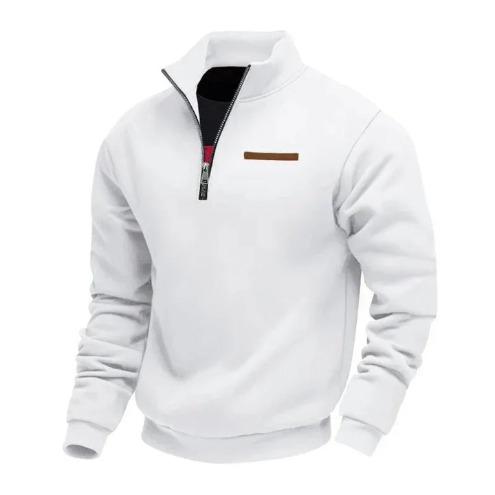 Pull homme d'hiver classique doublé polaire – Gustave – Blanc