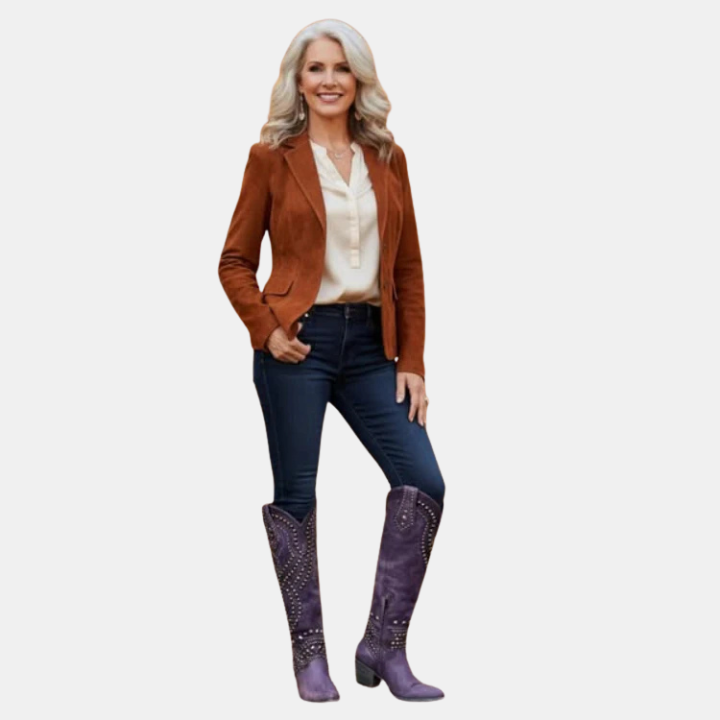 Bottes hautes femme structurées à talon bloc et bout pointu – Alina – vue 6