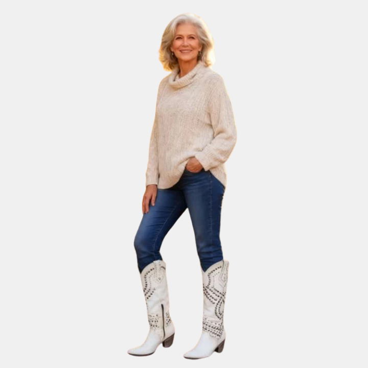 Bottes hautes femme structurées à talon bloc et bout pointu – Alina – vue 7