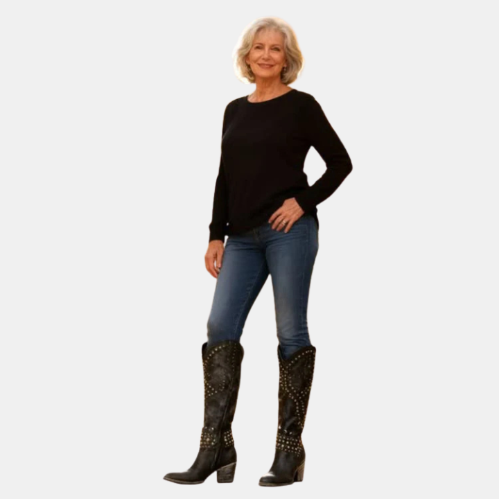 Bottes hautes femme structurées à talon bloc et bout pointu – Alina – vue 8