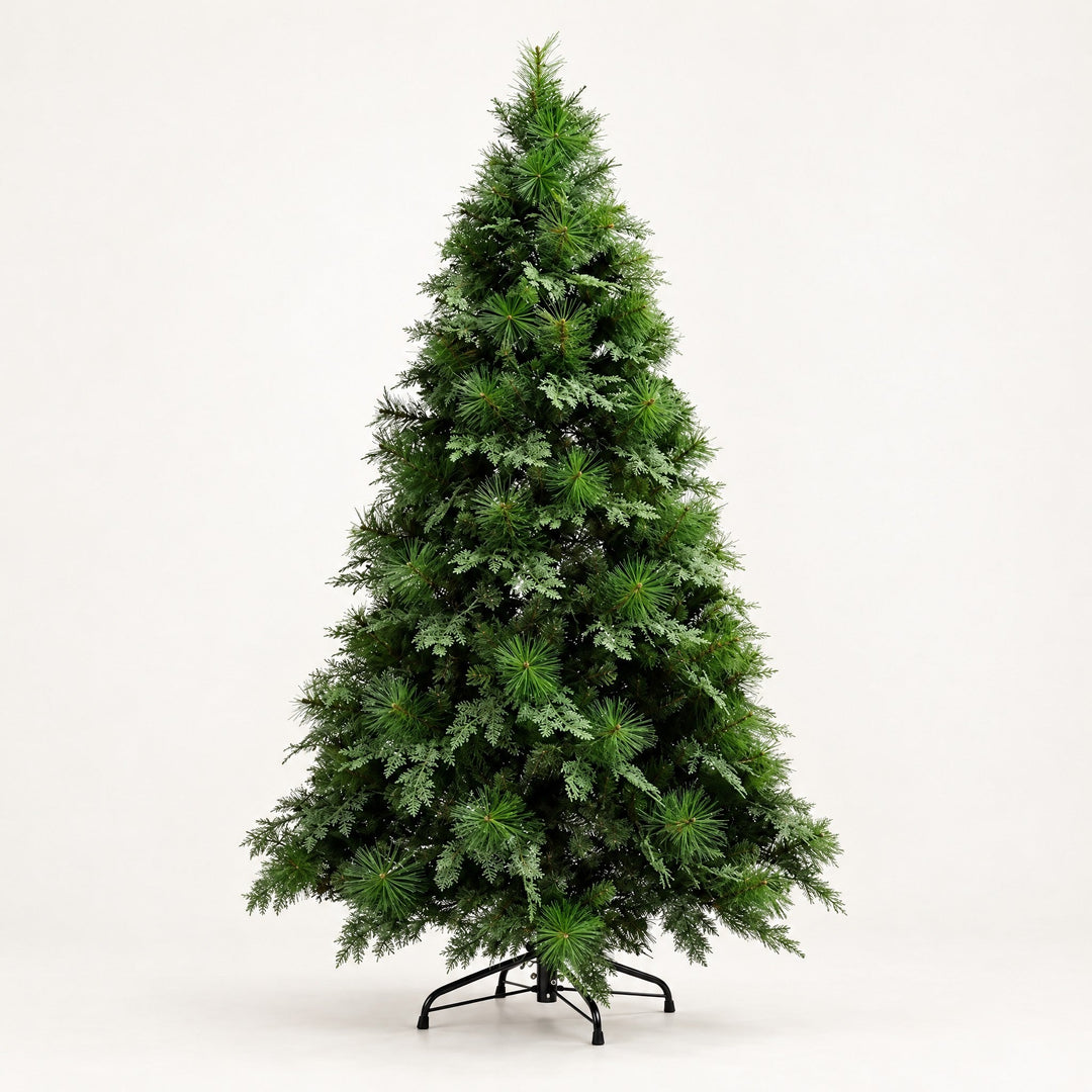 Sapin de Noël Artificiel 120, 150, 180 cm – Pin Touffu à Pointes PET/PVC, Pied en Métal