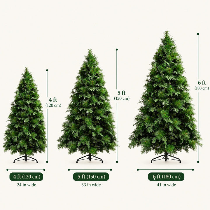 Sapin de Noël Artificiel 120, 150, 180 cm – Pin Touffu à Pointes PET/PVC, Pied en Métal