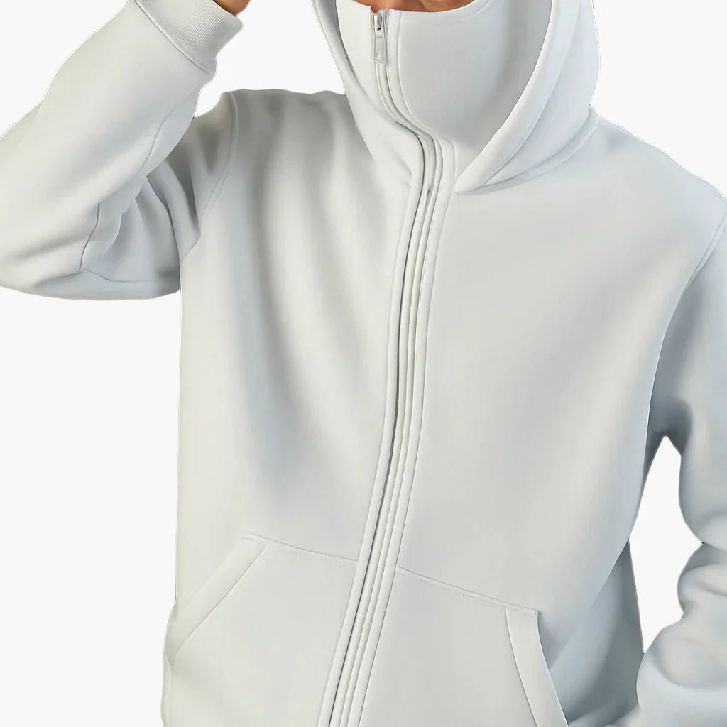 Sweat zippé à capuche unisexe urbain à cache-visage intégré – Matteo – vue 5