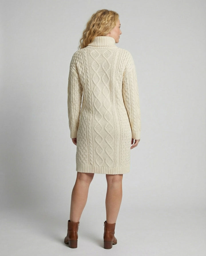 Robe pull femme beige en maille – Camille – vue 3