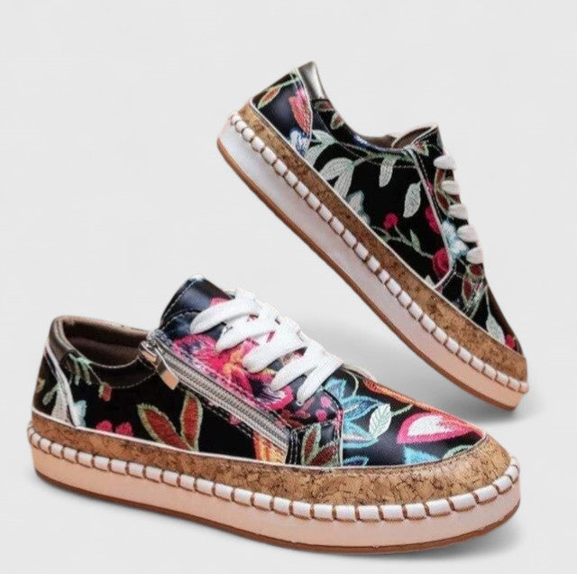 Chaussures femme orthopédiques à enfiler avec soutien de la voûte – Olisette – Noir exotique