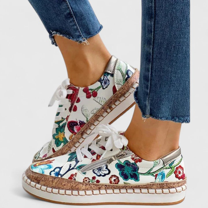 Chaussures femme orthopédiques à enfiler avec soutien de la voûte – Olisette – Fleuri Bella