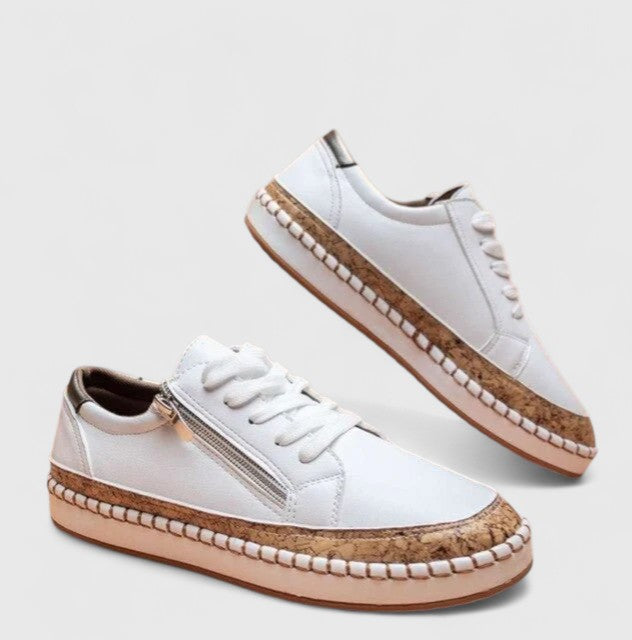 Chaussures femme orthopédiques à enfiler avec soutien de la voûte – Olisette – Blanc pur