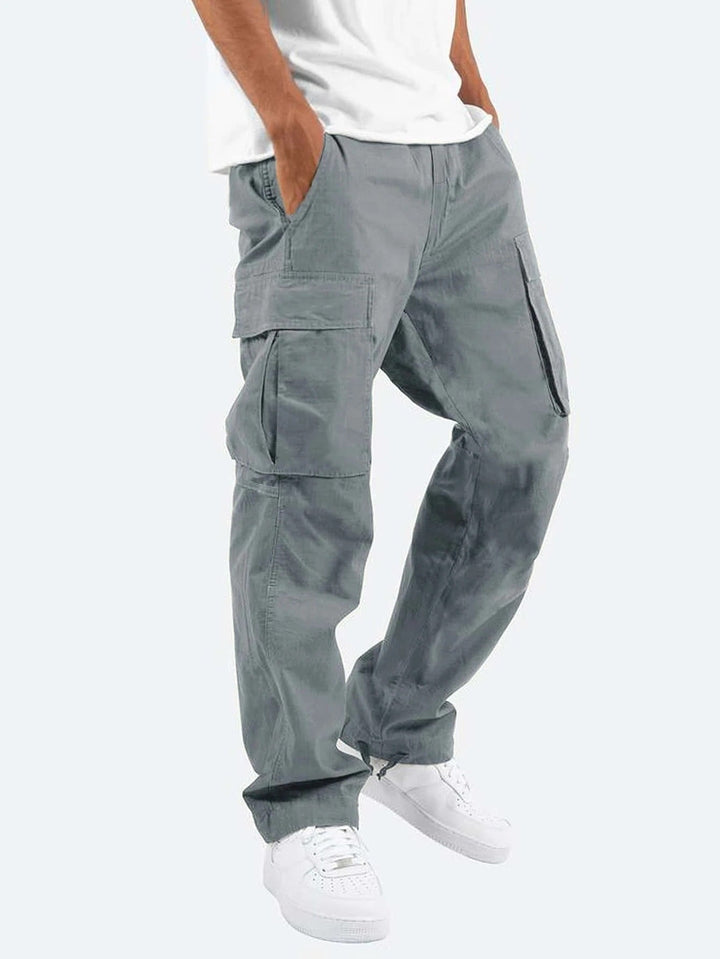Pantalon cargo homme ample en coton mélangé à chevilles resserrables – Florian - Gris