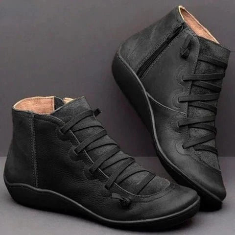 Bottines femme doublées à zip et lacets réglables – Bocata – Noir