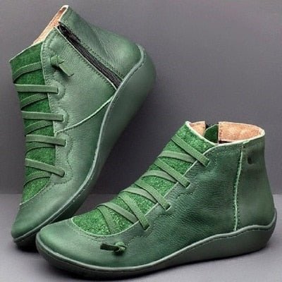 Bottines femme doublées à zip et lacets réglables – Bocata – Vert