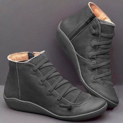 Bottines femme doublées à zip et lacets réglables – Bocata – Gris