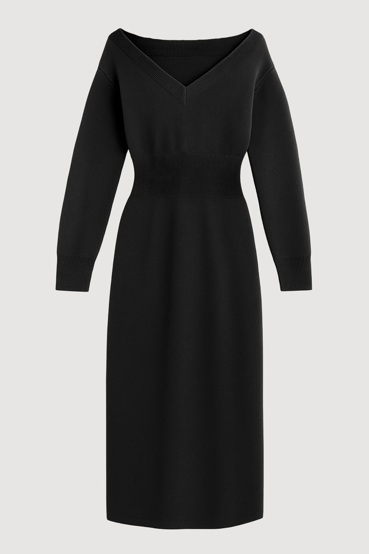 Robe pull femme col V à porter sur ou sous les épaules – Bora – vue 7