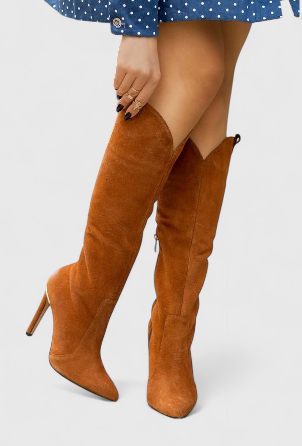 Bottines orthopédiques femme à bout pointu, zip et semelle rembourrée – Melorynn – Daim marron