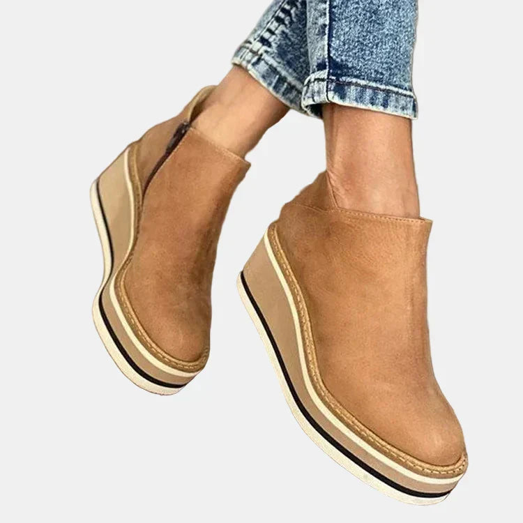 Bottines classiques femme à talon bloc – Brooklyn – Beige