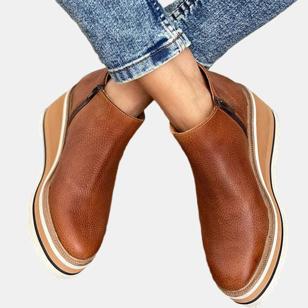 Bottines classiques femme à talon bloc – Brooklyn – Marron foncé
