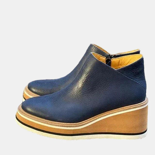 Bottines classiques femme à talon bloc – Brooklyn – Bleu foncé