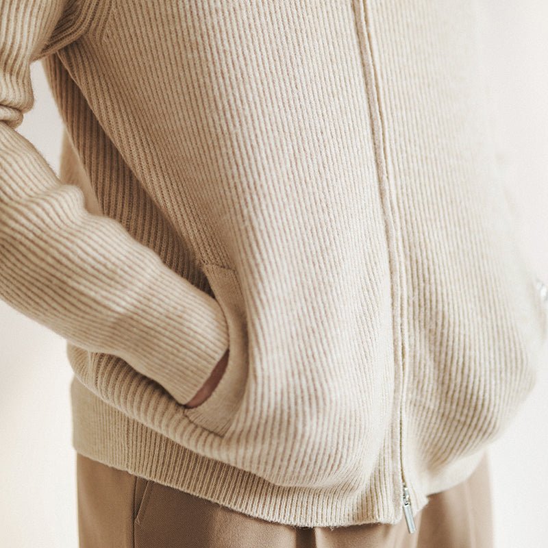 Pull zippé homme moderne en maille de coton côtelée – Kristian – vue 3