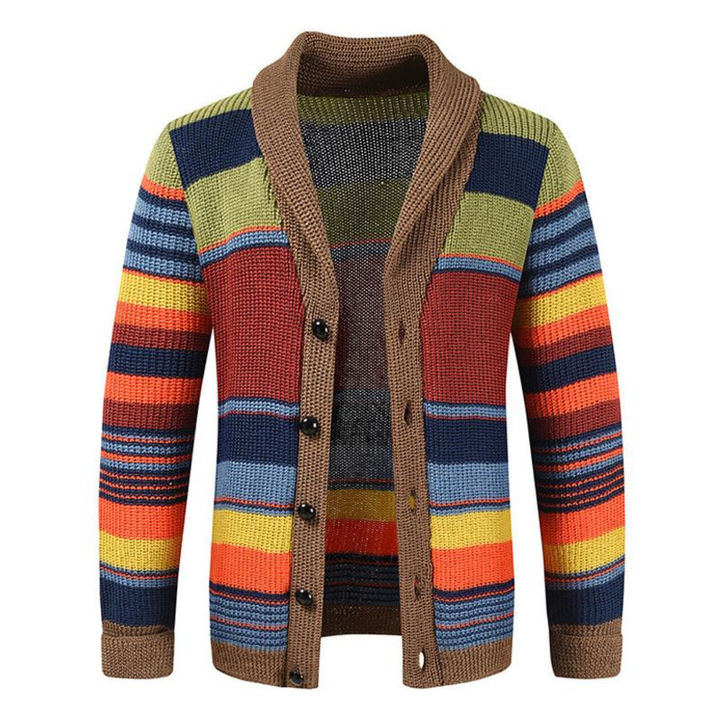 Cardigan homme à col châle rayé rétro – Rétro – vue 3