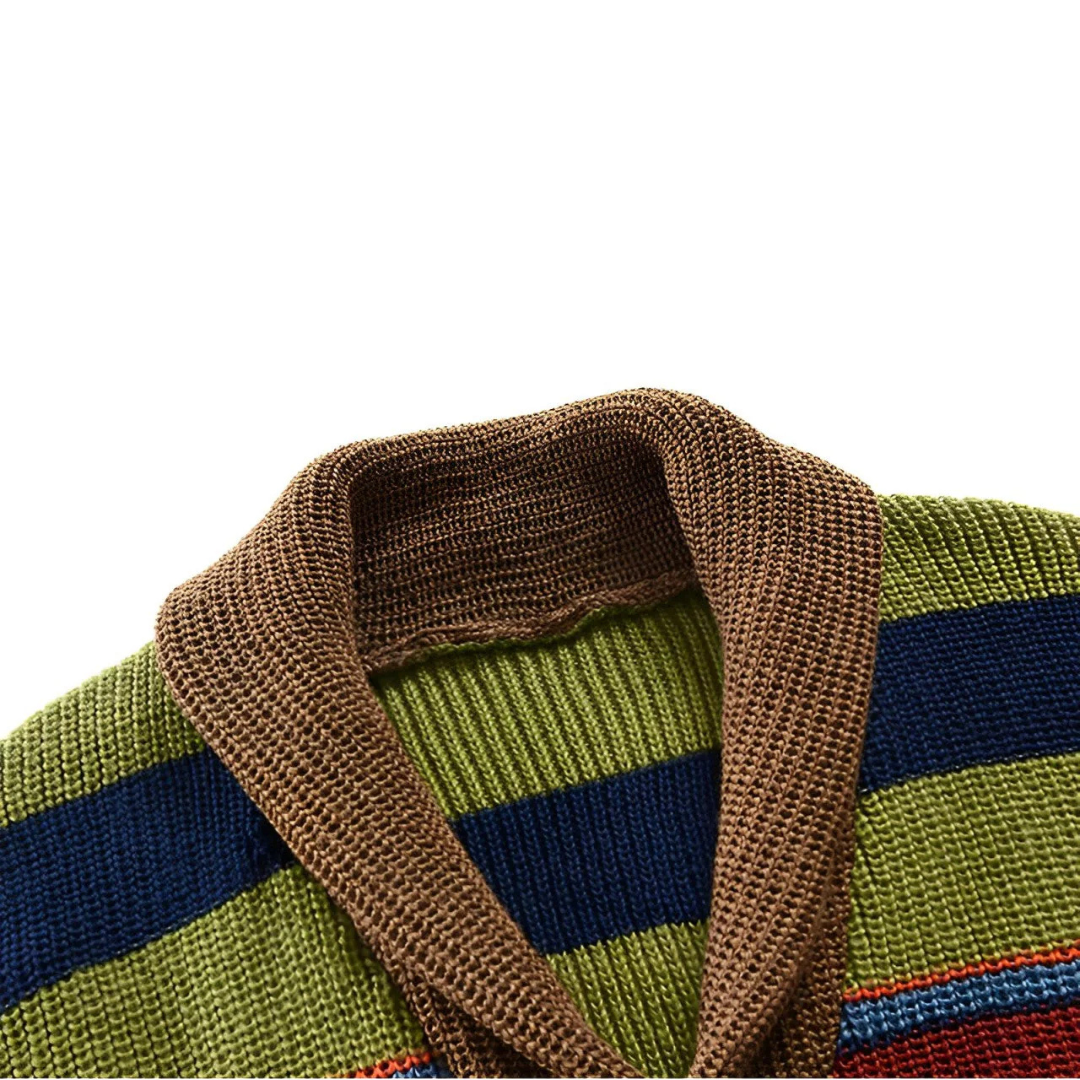 Cardigan homme à col châle rayé rétro – Rétro – vue 5