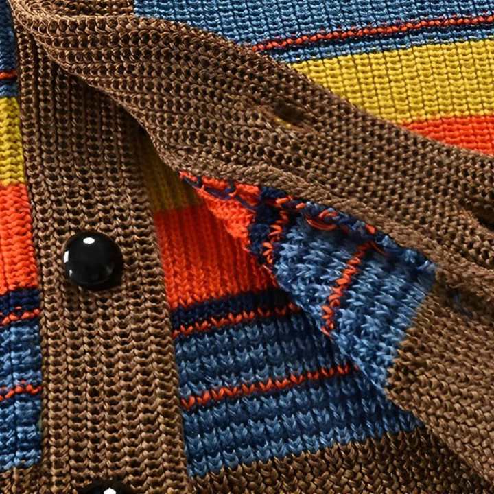 Cardigan homme à col châle rayé rétro – Rétro – vue 8