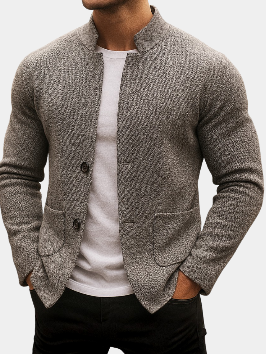 Cardigan homme en laine tricotée coupe ajustée – Gabriel – vue 4