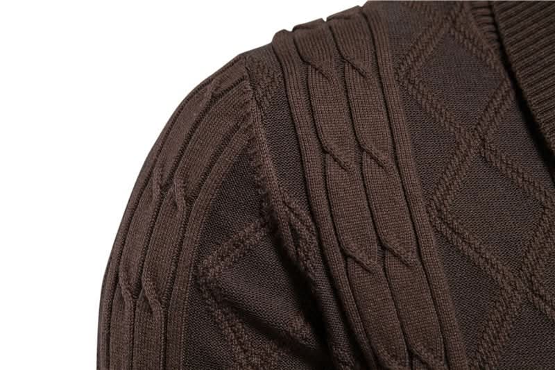 Cardigan homme en maille gaufrée boutonné à col rabattu – Sixties – vue 10
