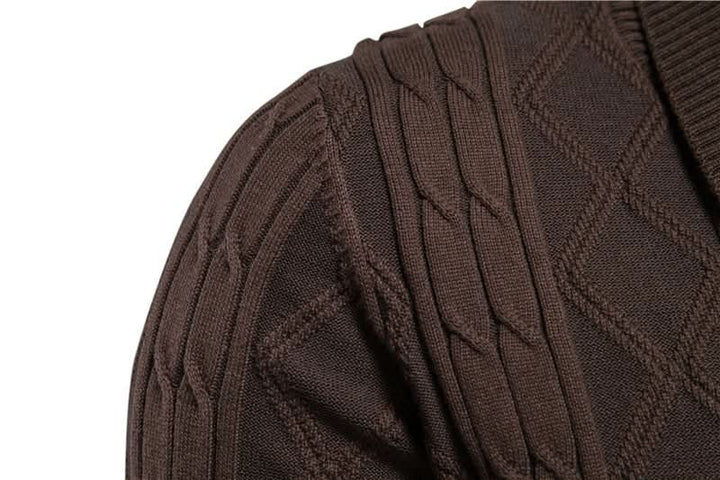 Cardigan homme en maille gaufrée boutonné à col rabattu – Sixties – vue 10