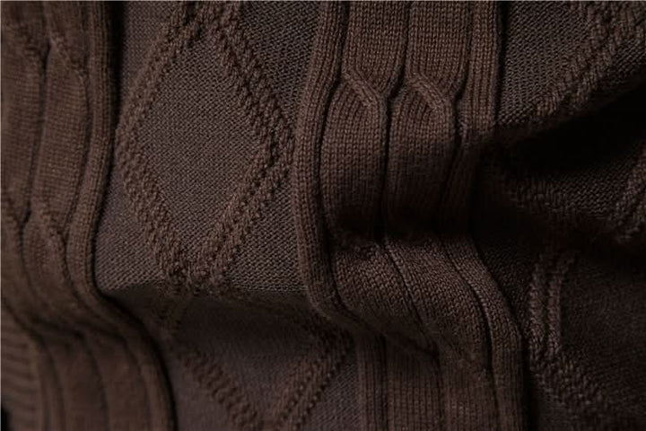 Cardigan homme en maille gaufrée boutonné à col rabattu – Sixties – vue 11