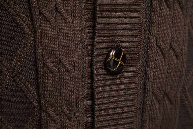 Cardigan homme en maille gaufrée boutonné à col rabattu – Sixties – vue 12