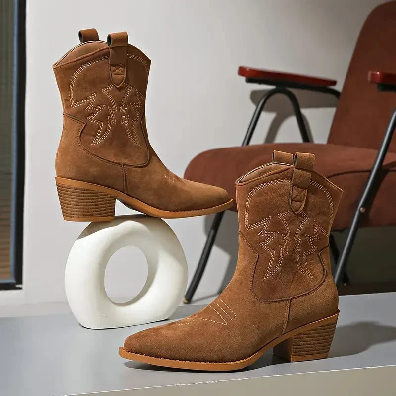Bottes western femme à bout pointu et talon bloc – Cemre – vue 7