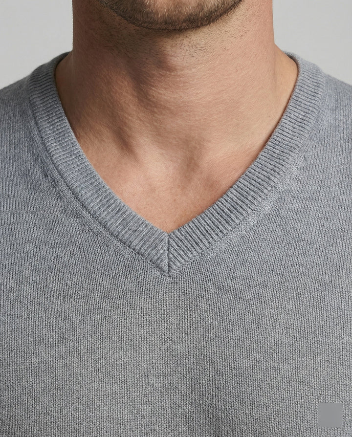 Pull col V homme en maille fine de coton coupe moderne – Sacha – vue 5