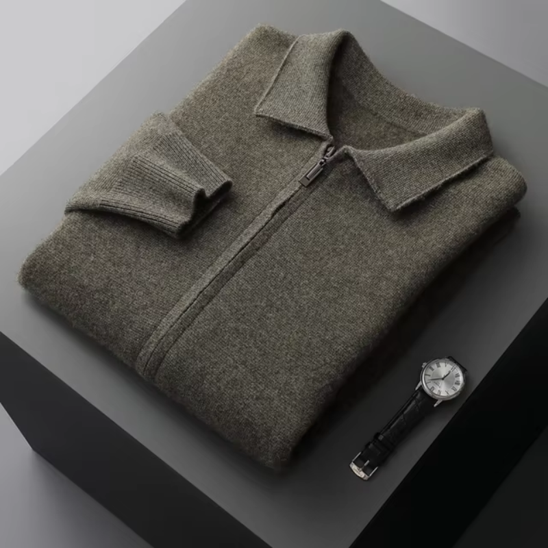 Cardigan zippé homme élégant en maille – Ethan – vue 4