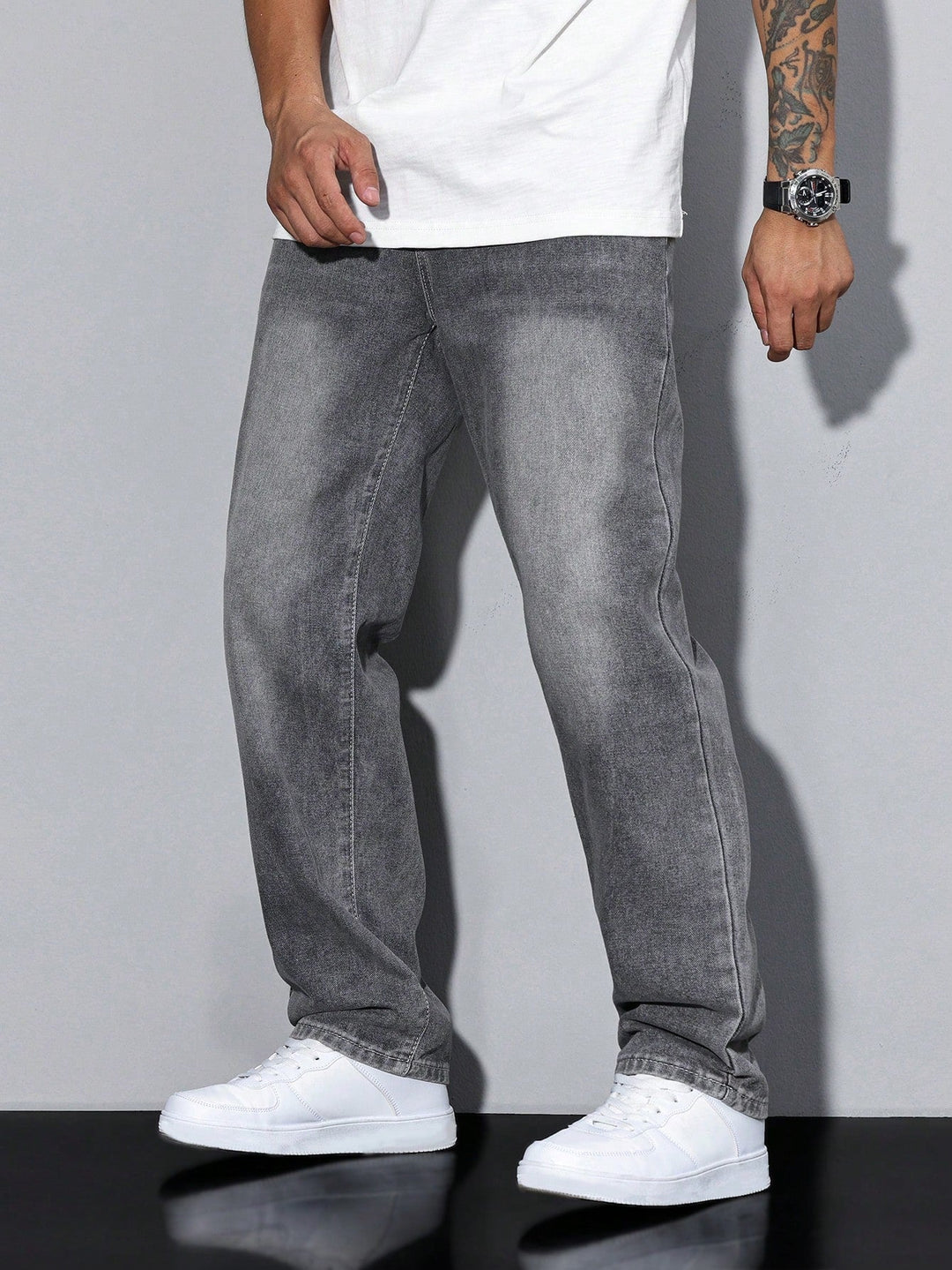 Jean homme coupe droite ample en denim délavé – Maxime - vue 7