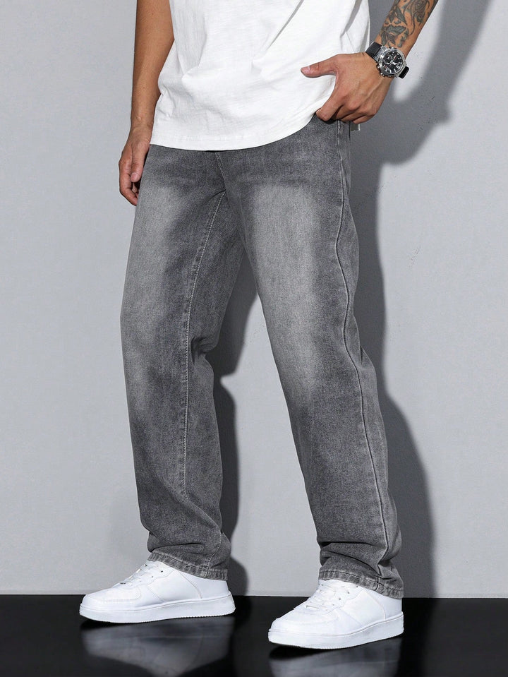 Jean homme coupe droite ample en denim délavé – Maxime - vue 9