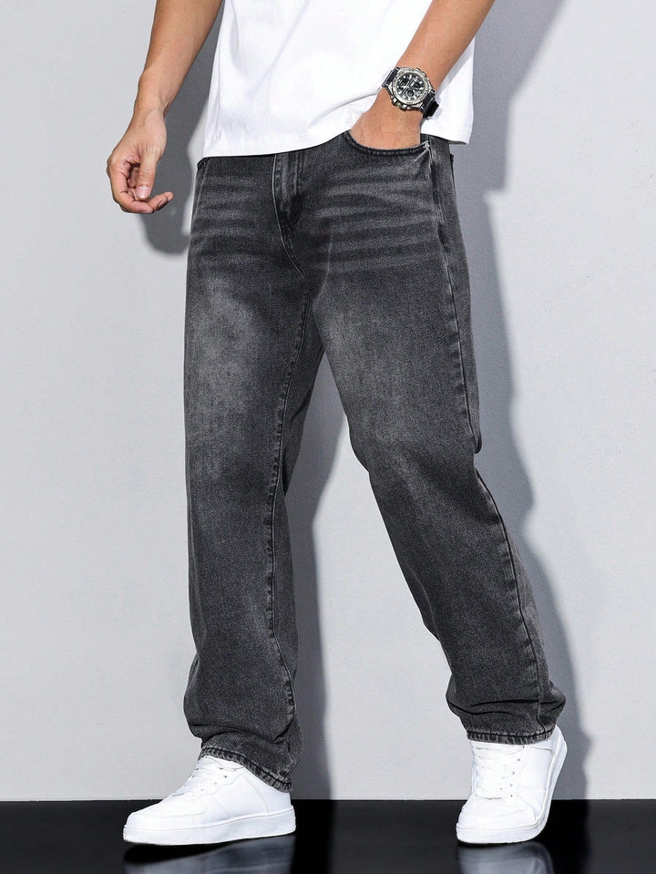 Jean homme coupe droite ample en denim délavé – Maxime - vue 5