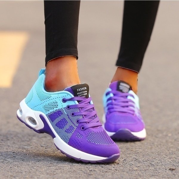 Baskets femme orthopédiques respirantes à enfiler – Johanna – Turquoise / Lilas