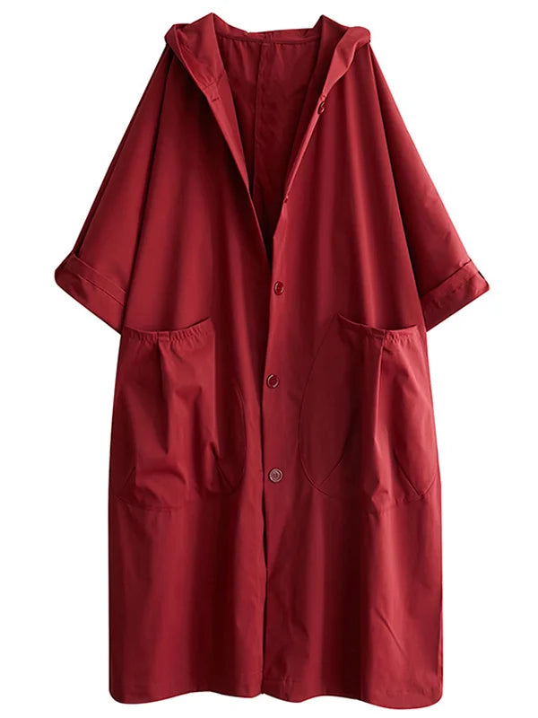 Trench long femme oversize à capuche et grandes poches plaquées – Apolline - vue 8