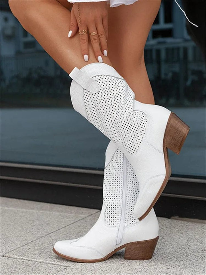 Bottes western femme à zip latéral et talon bloc – Taren – vue 10