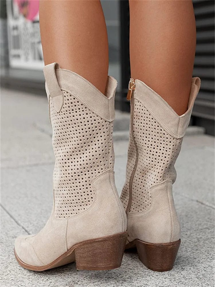 Bottes western femme à zip latéral et talon bloc – Taren – vue 8