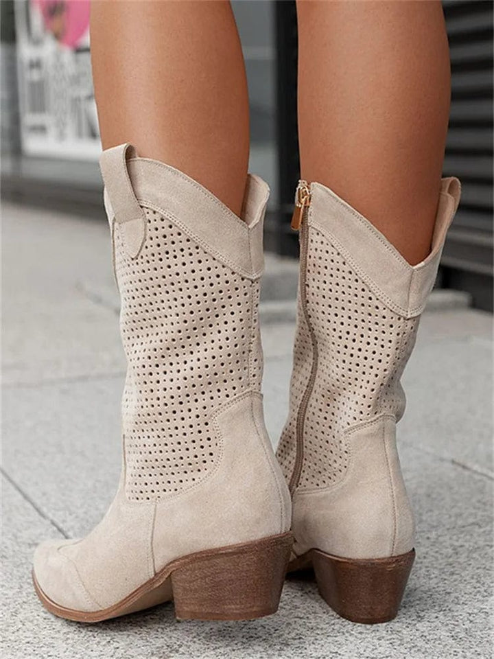 Bottes western femme à zip latéral et talon bloc – Taren – vue 8
