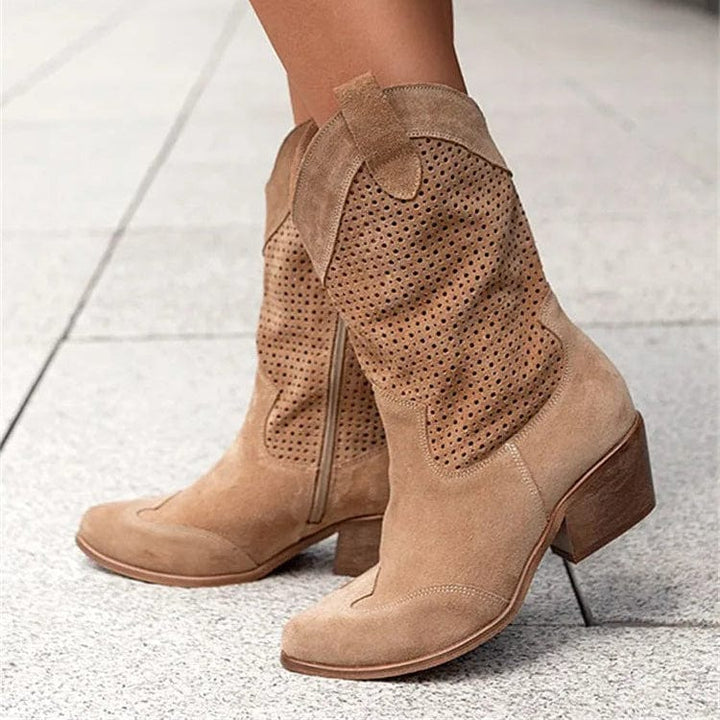 Bottes western femme à zip latéral et talon bloc – Taren – vue 1