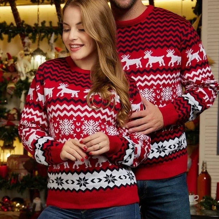 Pull de Noël femme en maille jacquard à motifs rennes et flocons – Holly - vue 3